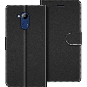Kal-Coque En Cuir Pour Honor 6c Pro, Étui Housse Pochette Fonction Stand Pour Honor 6c Pro, Noir - Neuf