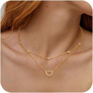 Trahoo-Colliers Femme Argent, Collier Pendentif Pour Femmes, Double Collier Femme Colier, Longueur Ajustable Collier Femme, Cadeau Pour Anniversaire,Noël,Fête Des Mères,Saint Valentin - Neuf