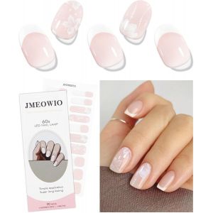 OAYEW-JMEOWIO Autocollant Ongles Gel UV Fleurs Blanche A Pointe Fran&ccedil;aise Gel Nail Stickers Semi-durci Stickers Ongle Gel Deco Ongle Nail Art Design Manucure - Neuf