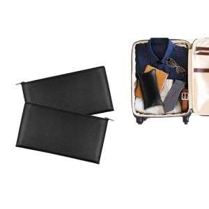 Lot De 2 Pochettes Zipp&eacute;es Pour Argent Liquide, Ch&egrave;ques Et Petits Objets - Pochette De S&eacute;curit&eacute; Noire En Pu - Neuf
