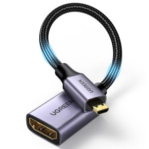 VornixorSarlshop-Micro HDMI vers HDMI 4K 60Hz Adaptateur M&acirc;le vers Femelle Nylon Tress&eacute; Supporte 3D Ethernet ARC Bidirectionnel Compatible avec Laptop Raspberry Pi 4 Hero 7 ASUS Zenbook Yoga Cam&eacute;ra 2 - Neuf