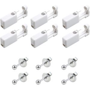 6 Pieces Disposable Ear Piercing Guns, White Ear Piercer, Safe And Painless, Piercing Tool Ear Piercing Tool Kit For Girls, Women And Men - Neuf