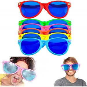 6 Pièces Jumbo lunettes,Amusantes Lunettes de Fête,Lunettes de Fête Colorées Plastique Pour Costume De Plage Déguisement Costume Photo Props Parti Fournitures - Neuf