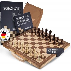 Chenquansarl-Jeu D'échecs Magnétique En Bois [38 X 38 Cm] - Échiquier Fabriqué À La Main En Bois Véritable - Planche De Qualité Supérieure Avec Instructions Et Conseils - Neuf