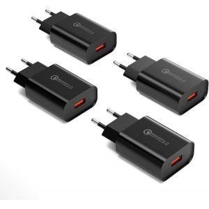4 Pièces Chargeur Prise Usb, 18W Quick Charge 3.0 Chargeur Rapide Alimentation 6V/3A Secteur Pour Samsung Galaxy S23/S22/S21/S20/S10/S9/S8/A&M Série, Iphone, Ipad, Huawei, Xiaomi, Htc, Lg - Neuf