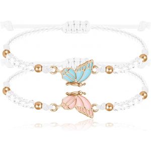Eryi-Lot De 2 Bracelets Bff Pour Bracelets Papillon Assortis, Brin Réglable, Bracelets À Breloques Faits À La Main, Bracelets D'amitié, Bijoux Cadeaux Pour Adolescents, L, Alliage De Zinc, Corde - Neuf