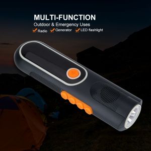 Lampe Torche Led Multifonctionnelle A Manivelle Pour Camping, Radio, Chargeur De Telephone D'urgence - Neuf