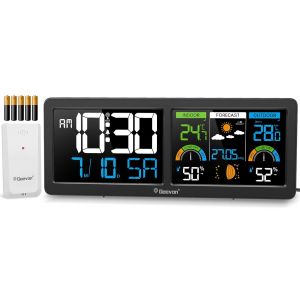 ChenQuanSarl-D 246258 Station Météo Sans Fil Avec Capteur Extérieur, Station Météo Intérieure Et Extérieure Radio-Pilotée Avec Prévisions Météorologiques, Thermomètre Hygromètre Numérique (246258 Ave - Neuf