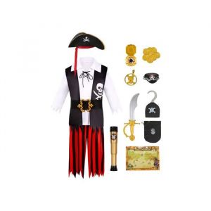 Costume De Pirate Pour Enfants 5-6 Ans Avec Accessoires Idéal Pour Halloween, Carnaval Et Jeux De Rôle Créatifs - Neuf