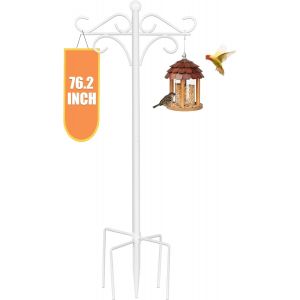 MEVRONISSHOP-Crochet double d'ext&eacute;rieur, 190 cm, avec 5 supports de fourche, crochet de berger lourd, convient pour suspendre un panier de fleurs de jardin ou de mariage, une lanterne, un nid d'oisea - Neuf