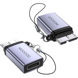 Adaptateur de Charge de données USB C Femelle vers Micro B,Adaptateur de Charge de données Micro B vers USB C pour Disque Dur Externe,Appareil Photo numérique,téléphone (2 Pack) - Neuf