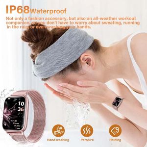 Montre Connect&eacute;e Femme Avec Appel Bluetooth, 1.83"" Smartwatch, Avec Spo2, Tension Art&eacute;rielle, Suivi Du Sommeil, 24H Fr&eacute;quence Cardiaque,100+ Sportifs, Podometre Android Ios (Pink Gold) - Neuf