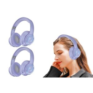 Casque Bluetooth sans fil &agrave; r&eacute;duction de bruit, conception supra-auriculaire - Violet - Neuf