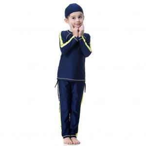 Maillot De Bain Pour Filles Musulmanes, Conservateur, Manches Longues, Pour Enfants, Ete (Bleu Marine, Taille 80) - Neuf