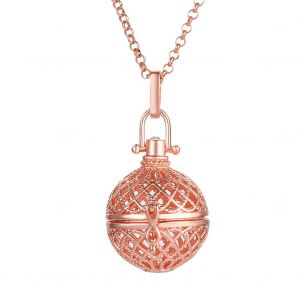 Collier Pendentif Cage D'aromatherapie Pour Femme Avec Chaine D'extension Decorative (Dore) - Neuf