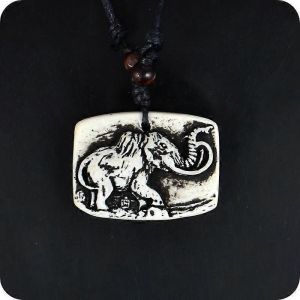 Mammouth &Eacute;l&eacute;phant D'afrique R&eacute;sine Sculpture Pendentif Collier Amulette Cadeau Chanceux Bijoux De Mode Tribale - Neuf