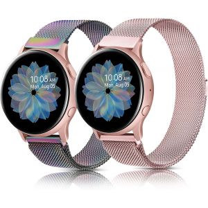 Kalanka-2 Pcs Bracelet Pour Samsung Galaxy Active2/Active/7/6/5/4 (40mm 44mm), 20mm En Acier Inoxydable Pour Samsung 4/6 Classic (Couleur+Rose) - Neuf