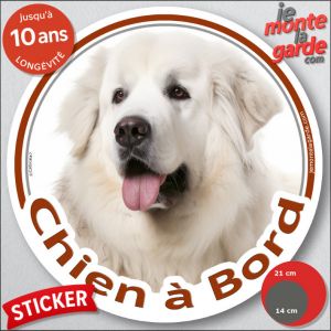 Montagne Des Pyr&eacute;n&eacute;es Enti&egrave;rement Blanc, Sticker Voiture Rond Photo "Chien &Agrave; Bord", Disque Adh&eacute;sif Qui R&eacute;siste &Agrave; La Pluie Au Soleil Et Au Gel Jusqu'&Agrave; 10 Ans, Id&eacute;e Cadeau, 14 Cm De Diam&egrave;tre. - Neuf