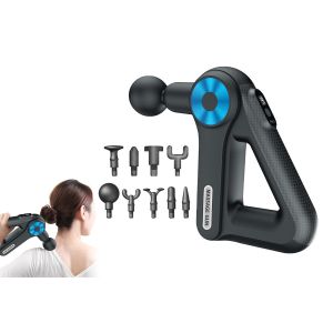 Pistolet De Massage Musculaire Portatif &Agrave; 9 T&ecirc;tes Avec &Eacute;cran D'affichage, Rechargeable, Portable, Niveau Sonore De 45 Db - Neuf
