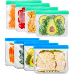8 Sacs Nourriture En Silicone Sandwich Cong&eacute;lation S Stockage Aliments Sacs Alimentaires De Rangement Peva Pour L&eacute;gumes Lait Collations Viandes - Neuf