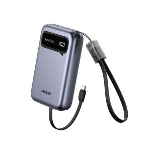 Hui-Batterie Externe 20000mah 22.5w Câble Intégré Usb C Power Bank Charge Rapide 2 Ports Affichage Emoji Compatible Avec Iphone 16 Plus Pro Max 15 14 Galaxy S25 Ultra S24 S23 (Noir) - Neuf