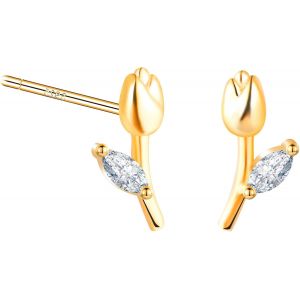 Kal-Boucles D'oreilles Tulipes En Argent 925 Pour Femmes Hypoallerg&eacute;niques Bijoux D'oreilles Or (Couleur ) Pour Femmes Et Filles - Neuf