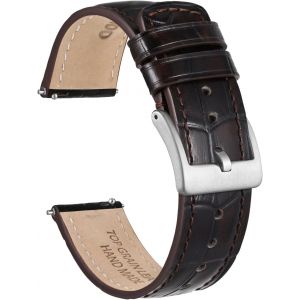 Bracelets De Montre Cuir De Grain D'alligator, Rel&acirc;chez Rapidement Le Bracelet De Montre De Remplacement Pour Hommes, Largeur De Bande 20mm - Neuf