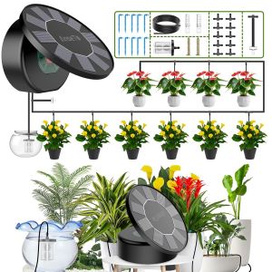 Kit Irrigation Automatique Solaire pour Intérieur et Exterieur Balcon Jardin Serre Plante, Systeme Arrosage Automatique avec 9 Programmes D'arrosage et 10M de Tuyau Arrosage Goutte à Goutte - Neuf