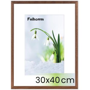 CMWX-Cadre photo en chêne avec verre trempé, pour photos de 30 x 40 cm sans passe-partout ou photos 19 x 29 cm, avec passe-partout, cadre photo en bois massif (marron foncé, 30 x 40 cm) - Neuf