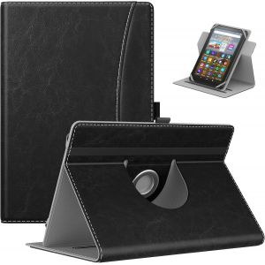 Étui Universel Compatible Avec 7"" - 8"" Ipad Mini 1-6. Gén./Samsung Galaxy Tab/Lenovo/Kindle Fire Tablette, Coque En Pu Légère À Rotation De 360° Avec Rangement Support Intégré, Noir - Neuf