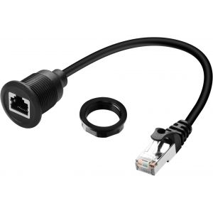 KALANKA-Câble Court Cat6 RJ45 Intégré - Adaptateur 8P8C Mâle Vers Femelle - Filetage Fixe - Connecteur Ethernet - Montage Cloison - Pour Routeur LAN - 30 cm - Neuf