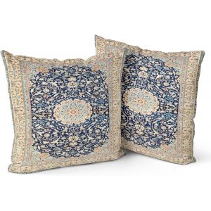 ERYI-Boho Ensemble De Housses De Coussin 2 Pièces Latte Antique & Vintage Design, Motif Double Face - Housses De Coussin Douces Pour Jardin, Canapé,Lit- Taies D'Oreiller Décoratives 18X18 Poucès - Neuf