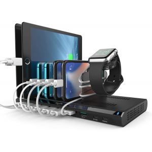 Kaleidoscope-120W Station De Recharge Usb C Multi Mobile Avec Deux Pd Port(60W+18W) & Qc 3.0 Charge Rapide, Organisateur De Quai De Chargement De Téléphone Portable 10 Ports[Q1370] - Neuf