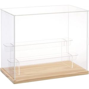Vitrine Acrylique Transparente 3 Niveaux Petite Vitrine Pour Collection Vitrine Figurine Pour Pop Mart Labubu Vitrine Voiture Miniature Rangement Parfum (Grain De Bois, 31.5 X 18 X 25.5 Cm) - Neuf