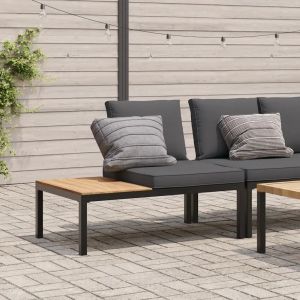 Prolenta Premium - Banc De Jardin Avec Coussins Noir Aluminium - Neuf