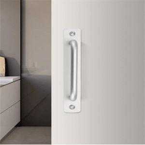 Poign&eacute;e de porte coulissante de grange en alliage d'aluminium 128 mm/5,8 po Noir/Argent - Neuf