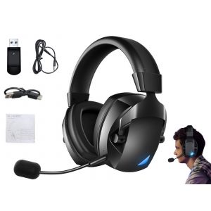 Casque de jeu sans fil 2,4 GHz avec micro pour PC, PS4, PS5, Bluetooth - Neuf