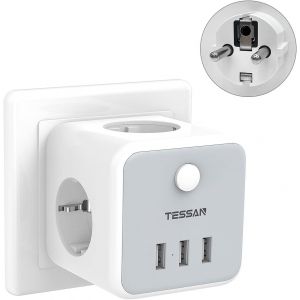 TIANYI-Prises Murales avec USB C, Chargeur Cubique 6 en 1, Multiprise Murale avec Interrupteur, Triple Multiprise avec 3 Ports USB, Compatible avec T&eacute;l&eacute;phone, Tablette et Bureau, Grey - Neuf