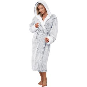 Peignoir De Bain Femme Polaire À Capuche Robe De Chambre Peignoir En Peluche Et Douillet Pour Dames Super Doux En Polaire Idée Cadeau Femme,S-Xl - Neuf