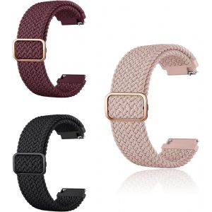Kal-3 Pièces Bracelet Montre 20mm, Tresse En Nylon Réglable Bracelet Montre, Pour Watch Gt3/Buds Et Galaxy Watch - Neuf