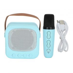 Mini Machine De Karaoke, Haut-Parleur Bluetooth Portable Avec Microphone Sans Fil, Reglage Des Basses Et Des Aigus, Bleu - Neuf