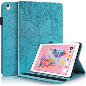 Coque Ipad 6a Generation 2018 Etui Coque Ipad 2017 5a Generation Housse En Cuir Pu Portefeuille Fente Pour Carte Flip Stand Coque Pour Ipad 9.7 Pouce 2017/2018,Ipad Air/Air 2 Bleu - Neuf