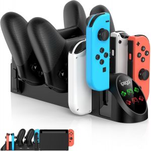 Hljhj-Chargeur Compatible Avec Nintendo Switch Pour Joycons, Support De Chargeur Multifonction Pour Manette De Commutation Avec 2 Ports Usb (Noir) - Neuf