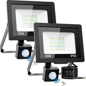 Dgbcz-Projecteur Led Exterieur Detecteur De Mouvement 2 Stück, [30w 6500k] Projecteur Exterieur Led, 3000lm Étanche Spot Led Extérieur, Eclairage Exterieur Pour Patio Jardin Garages Cours Blanc Froid - Neuf
