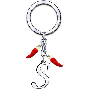 Kal-Porte-Cl&eacute;s Initial A-Z, Pendentif D&eacute;coratif Piment, Cadeau Pour Femme Homme, Anniversaire No&euml;l - Neuf