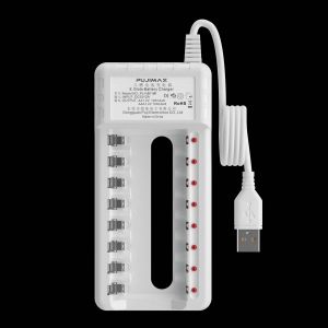 Chargeur De Batterie Usb &Agrave; 8 Emplacements,Avec Indicateur Lumineux Led,Adaptateur Intelligent Pour Batterie Rechargeable Aa Aaa 1.2v Ni-Mh Ni-Cd-Usb-White - Neuf