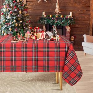 Mevronisshop-Nappe De Table Pour No&euml;l Nappe Rectangulaire Carreaux 140 X 210 Cm Nappe De Table Nappe En Lavable Pour Noel Jardin D&icirc;ner D&eacute;corations - Neuf