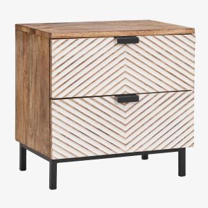 Table de chevet rectangulaire 50x35 cm en bois de manguier Alembe Bois de Mangue - Neuf