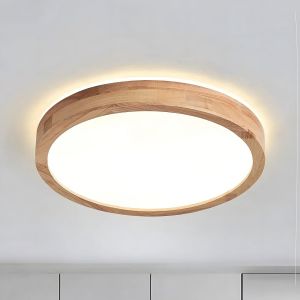 Subzonal-Plafonnier Led En Bois | &Oslash;30cm 3000k 1620lm 18w | Plafonnier Rond En Bois Naturel &Agrave; 360&deg;, Chambre &Agrave; Coucher, Salon, Chambre D'enfant, Cuisine, Salle &Agrave; Manger, Maison, Bureau (Blanc Chaud) - Neuf