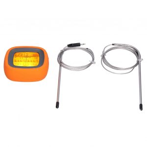 HJLIAN Thermometre de four a barbecue a double sonde, affichage numerique electronique, bouton tactile, ecran couleur, thermometre pour aliments pour barbecue - Neuf